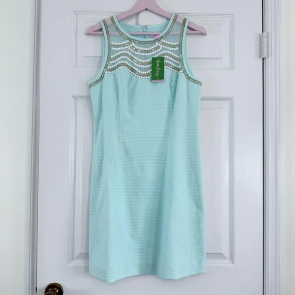 NEW Lily Pulitzer Aqua Sleeveless Mini Dress Size 8 - Picture 2 of 7